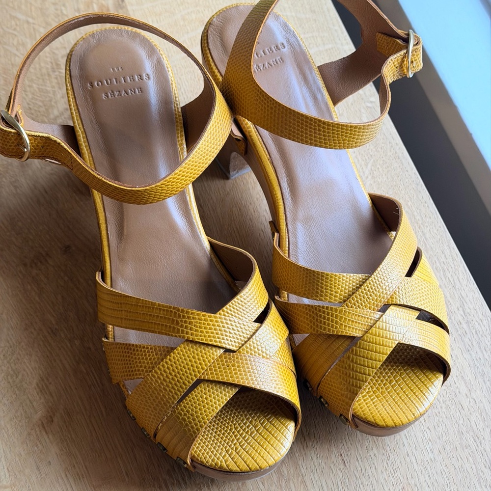 Sezane Isabelle Yellow Strappy Sandals